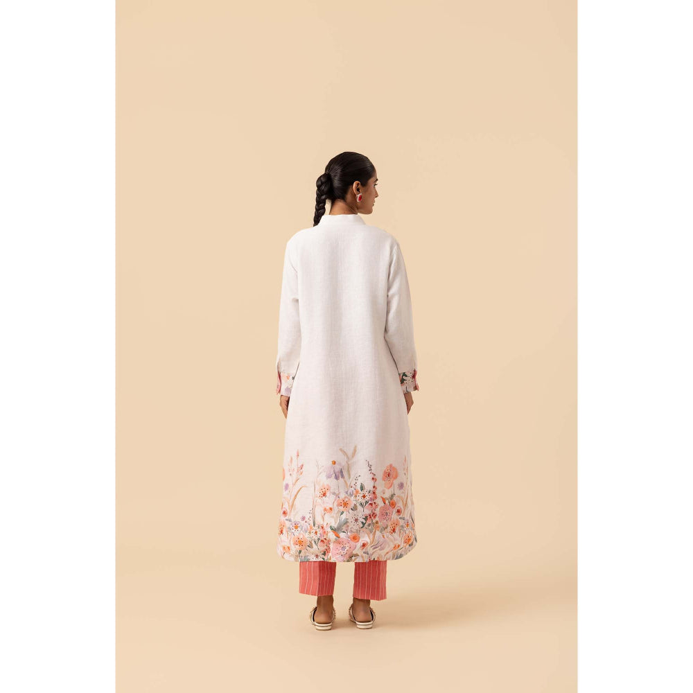 Naseebo Springtime Flora Linen Premium Kurta and Pant