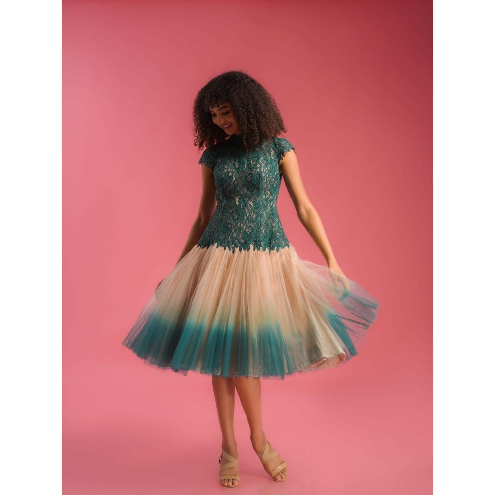 Natalia Livingston Teal Charolette Kaitoke Duotone Dress