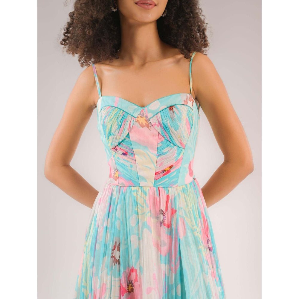 Natalia Livingston Dahlia Blue Floral Dress