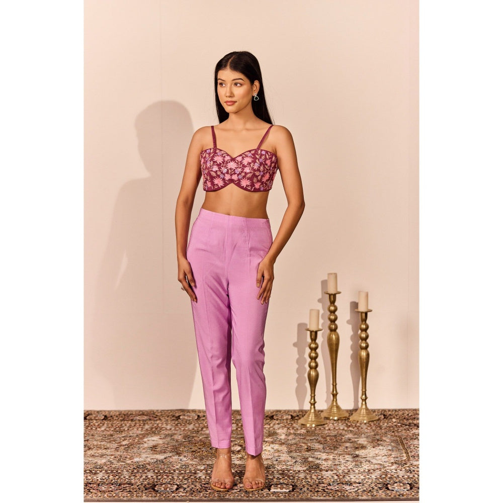 NAVA AURA Pink Elysiana Bustier with Top and Pant