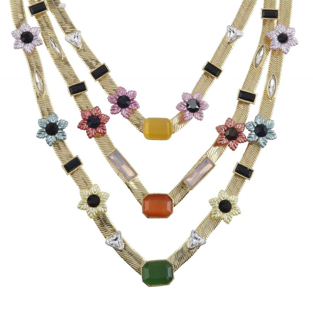 Valliyan Three Layer Floral Candy Necklace