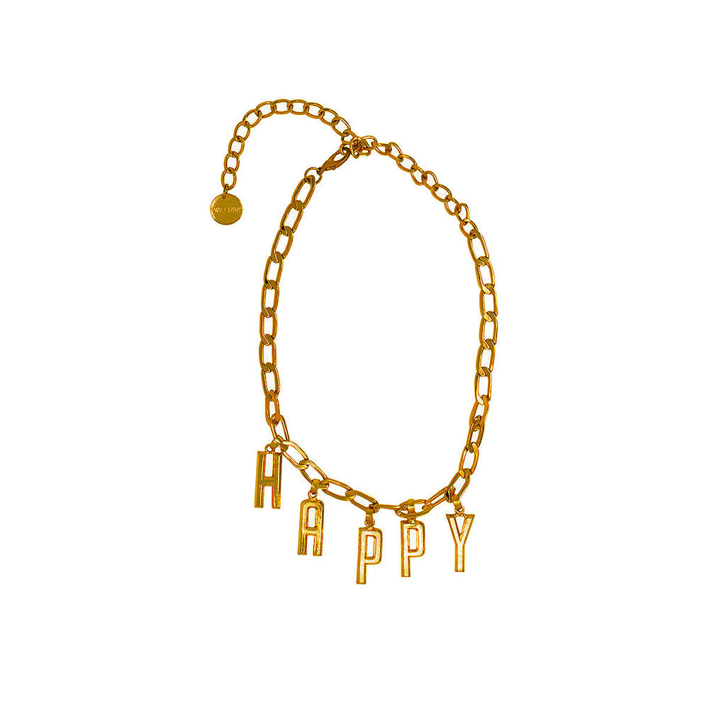Valliyan Gold Word Power Happy Necklace