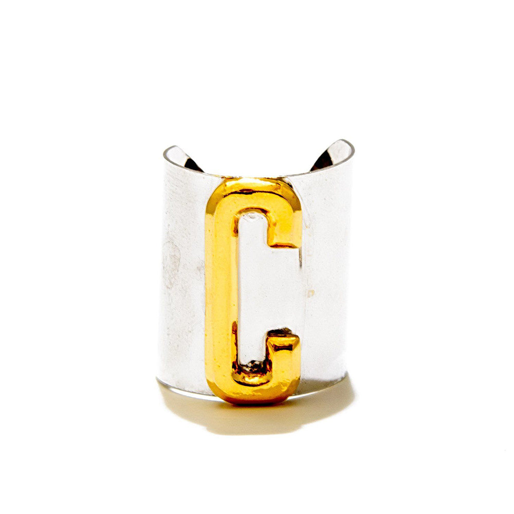 Valliyan Silver C Letter Ring