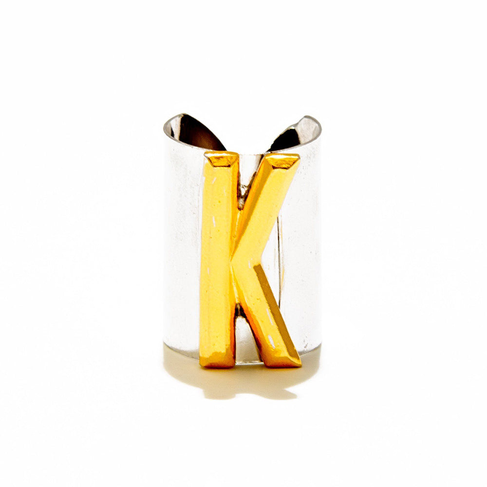 Valliyan Silver K Letter Ring