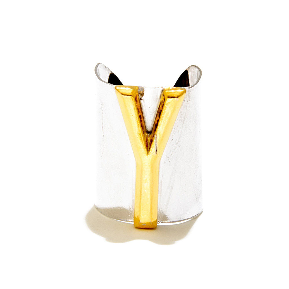 Valliyan Silver Y Letter Ring