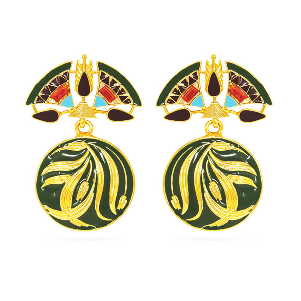 Valliyan Allure Green Drop Earrings