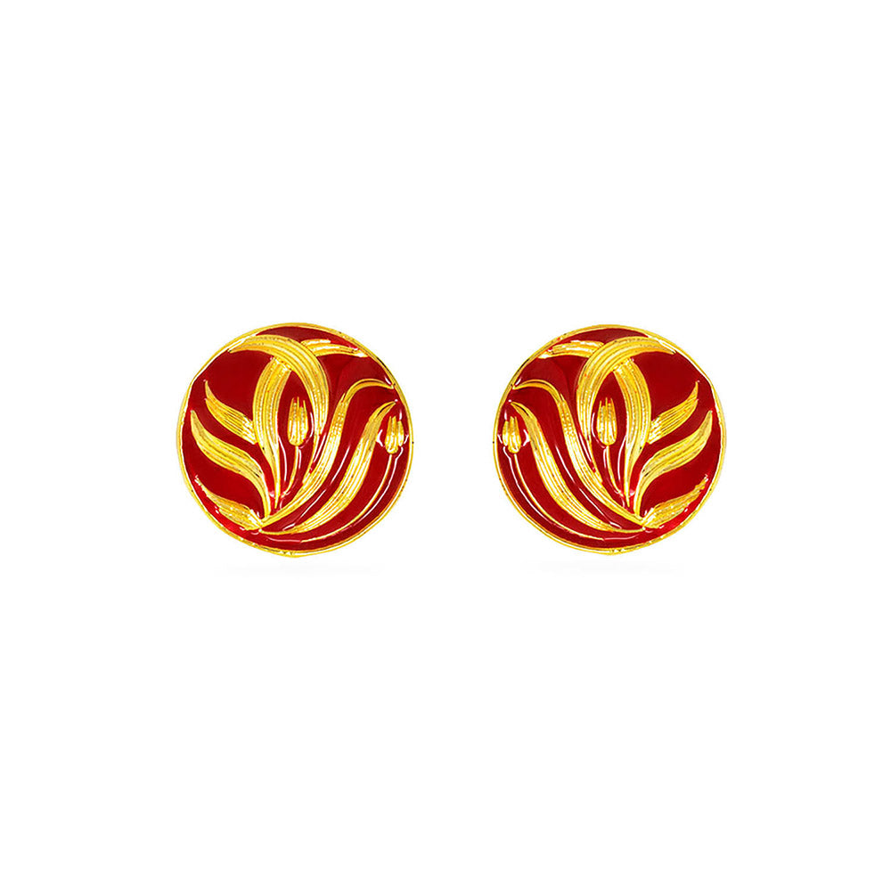 Valliyan Red Allure Round Studs