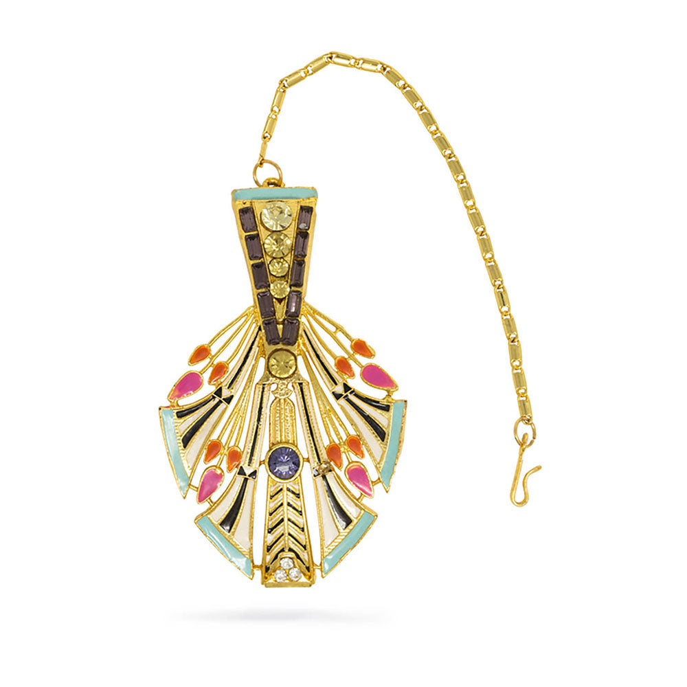 Valliyan Blue Allure Feather Maang teeka