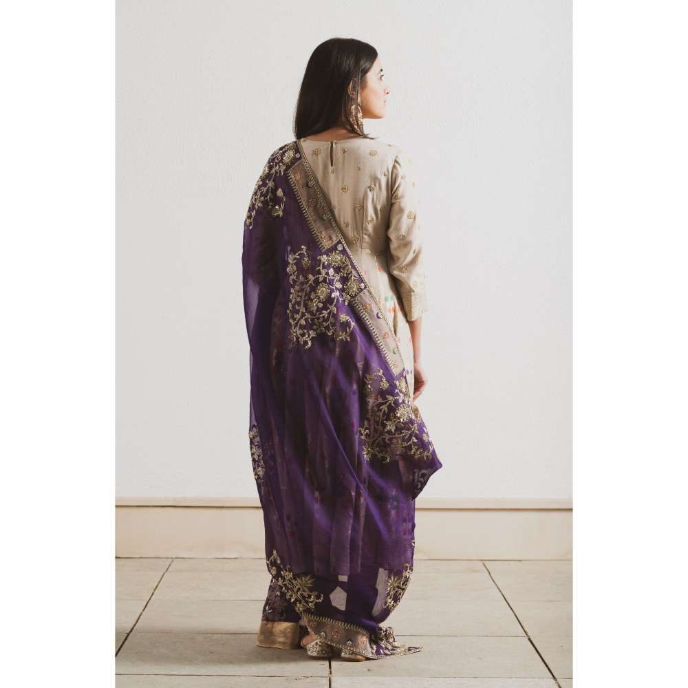 Neelu Sethi Hand Embroidered Anarkali Kurta and Churidar with Dupatta (Set of 3)