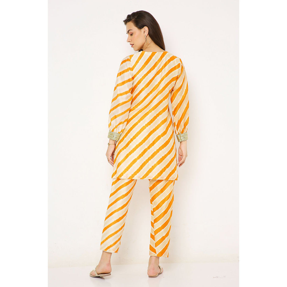 Neha Mehra Rust Orange Leheriya Chanderi Co-Ord (Set of 2)