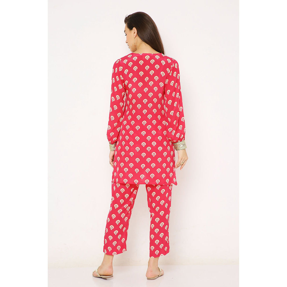 Neha Mehra Pink Barfi Modal Embroidered Co-Ord (Set of 2)