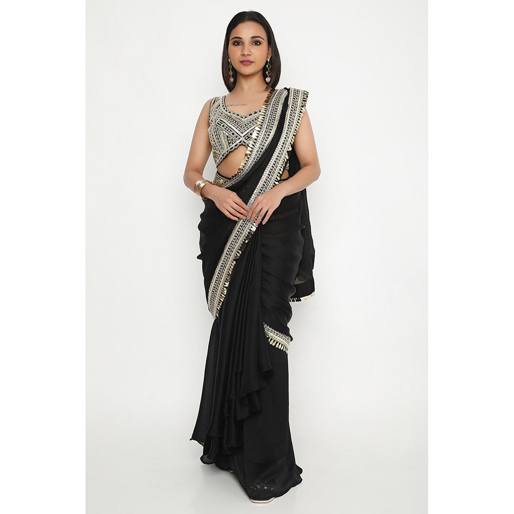 Neha Mehra Black Embroidered Stitched Blouse