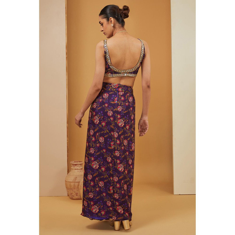 Neha Khullar Purple Cape with Skirt and Blouse (Set of 3)