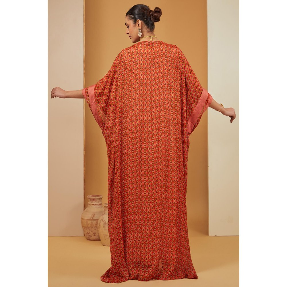 Neha Khullar Rust Printed Kaftan Dress