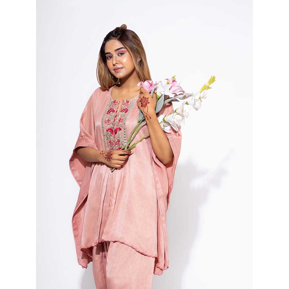 NEMAANI Pink Embroidered Kaftan with Salwar Pant (Set of 2)