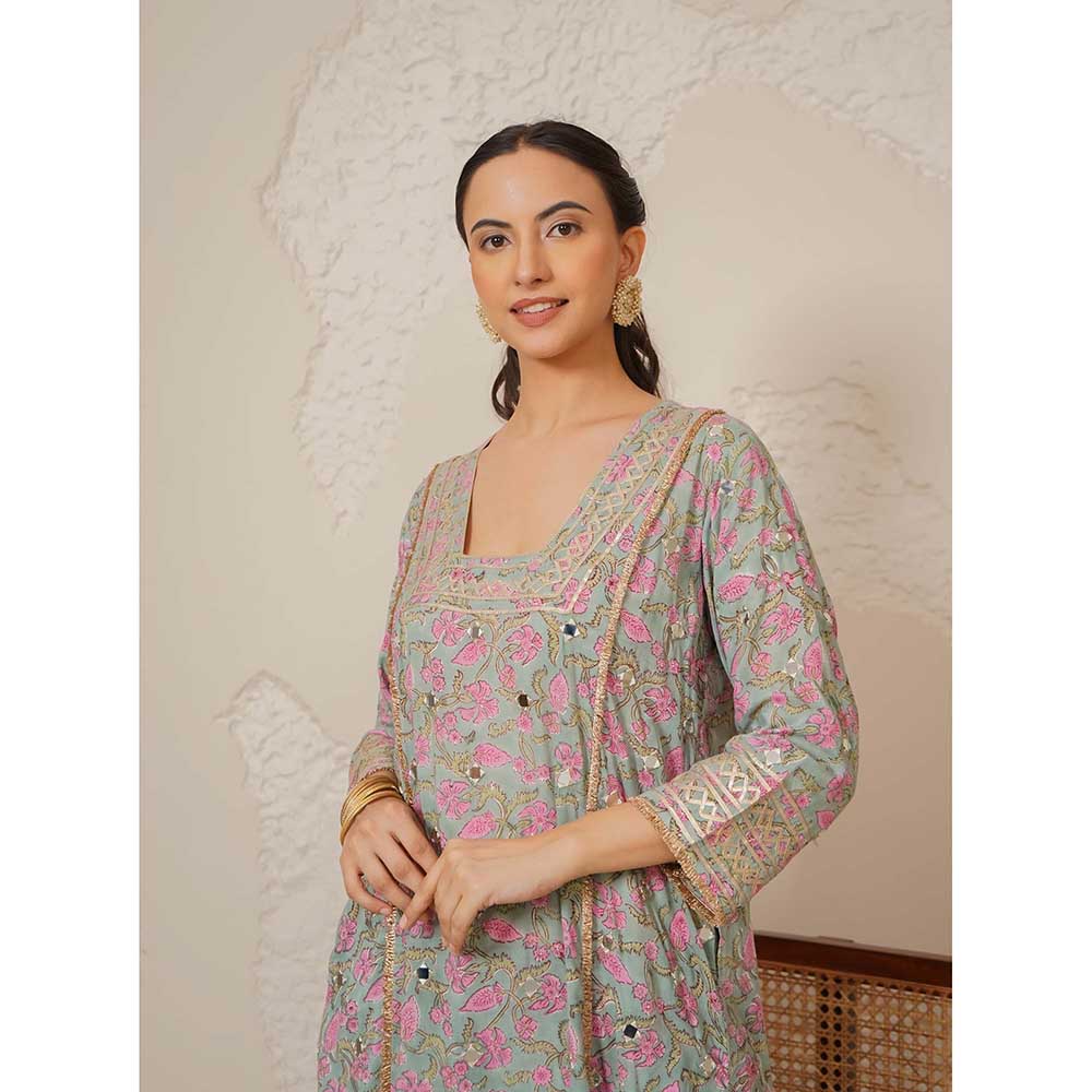 NEMAANI Noor Green Kurta with Pant and Dupatta