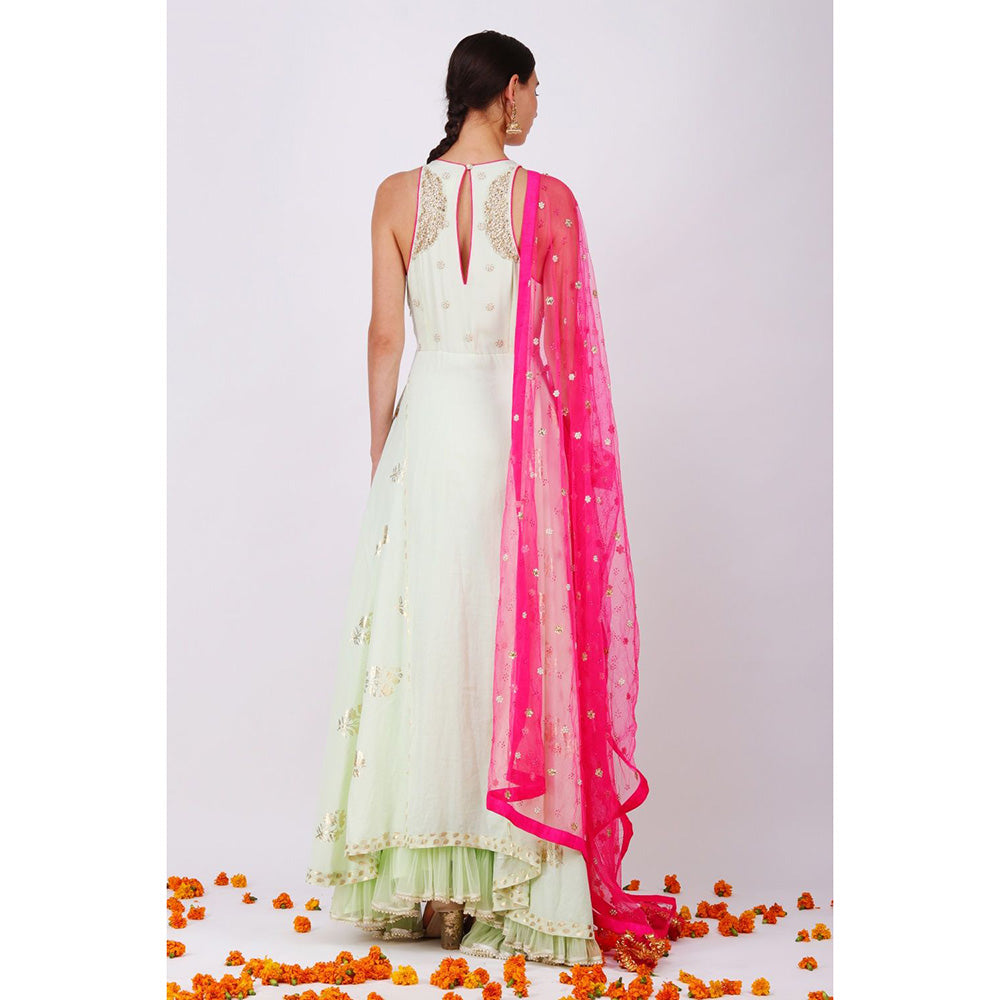 Nikasha Pista Rani Kalidar Pair With Churidar and Dupatta - Set of 3