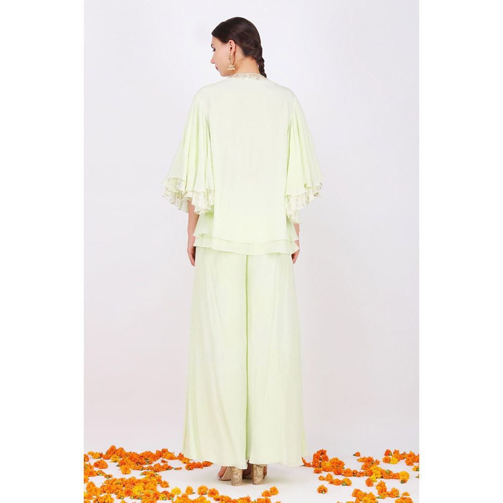 Nikasha Pista Rani Flare sleeve top With Pant - Set of 2