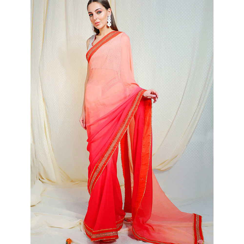 Nikasha Coral Embellished Saree With Stitched Blouse