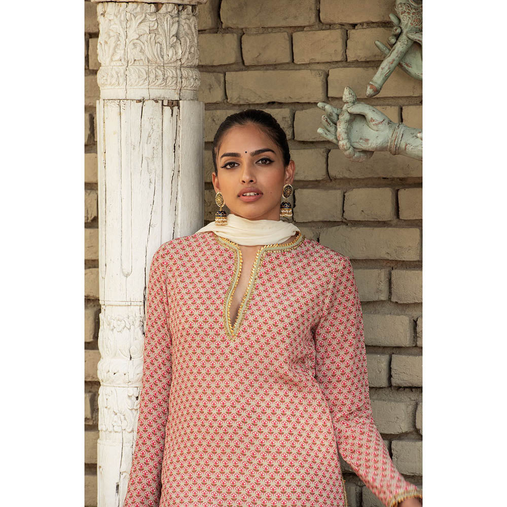 Nikasha Green Floral Kurta With Palazzo & Dupatta (Set of 3)