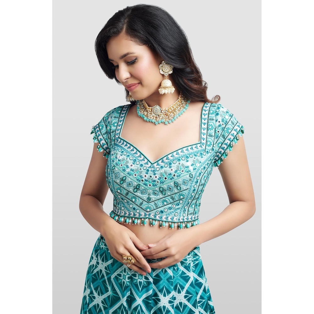 Nikkie J Sinara Embellished Blouse with Lehenga and Dupatta (Set of 3)