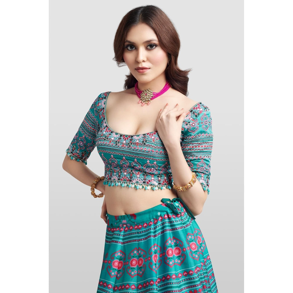 Nikkie J Alyssa Printed Embellished Blouse with Lehenga and Dupatta (Set of 3)