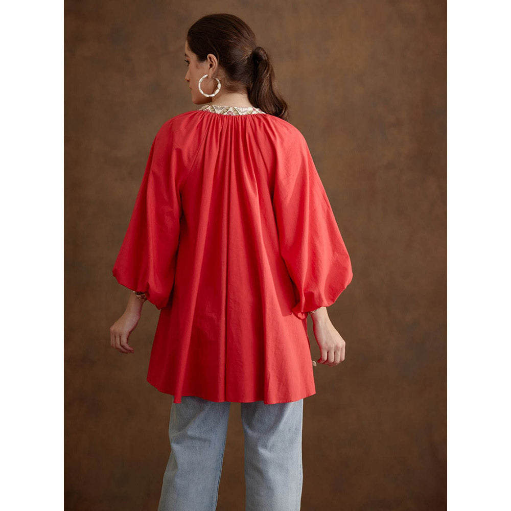 Nikasha Red Poplin Tunic Dress