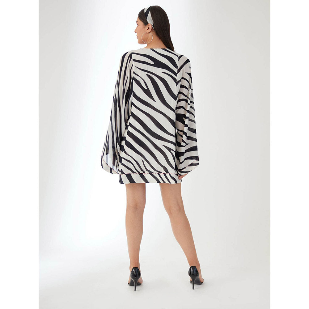 Nikasha Black and White V-Neck Animal Print Dress