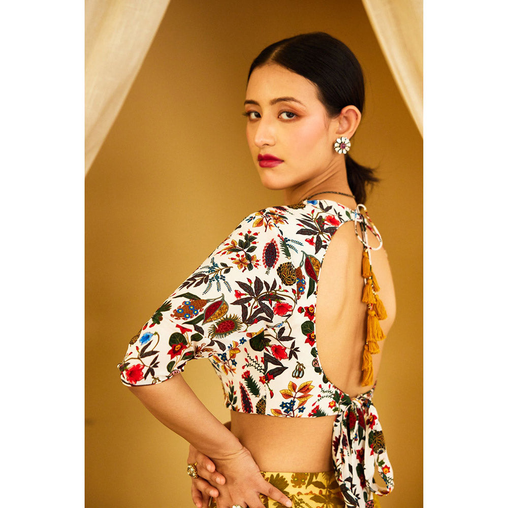 Nikasha Ochre Pure Organza Double Layer Lehenga (Set of 3)