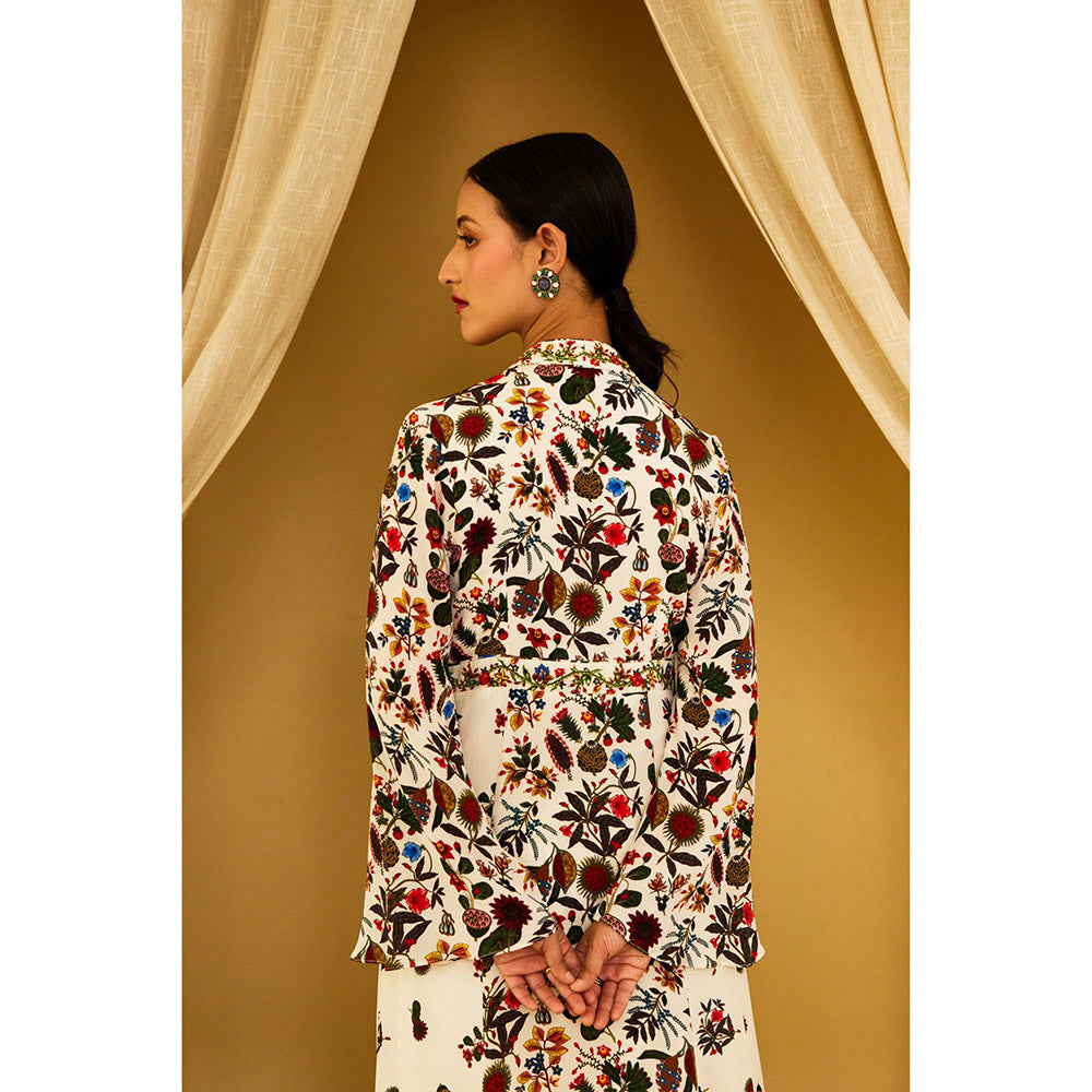 Nikasha Ivory Kohinoor Jaal Print Kalidar (Set of 2)