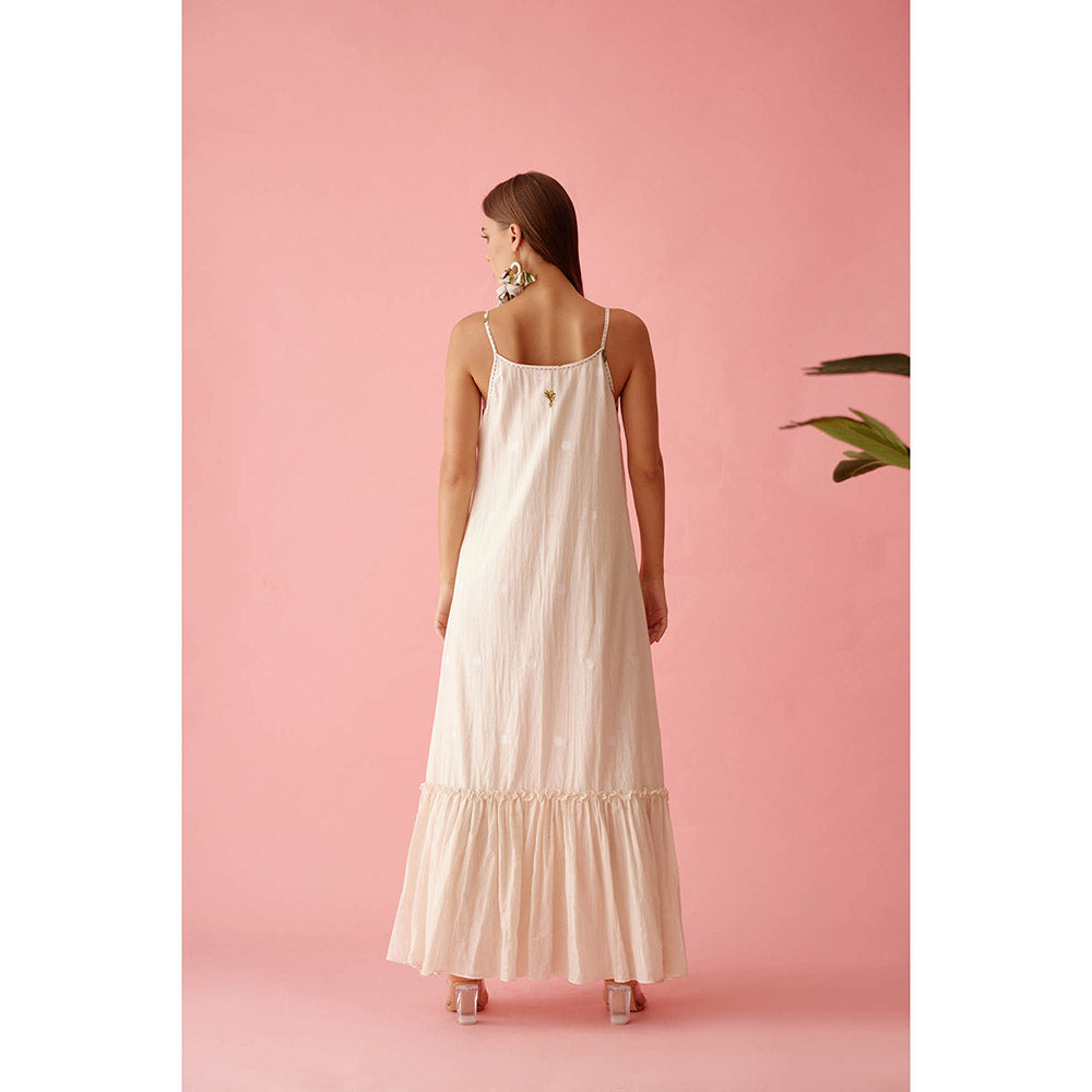 Nikasha Cream Handwoven Jamdani Cotton Slip Dress