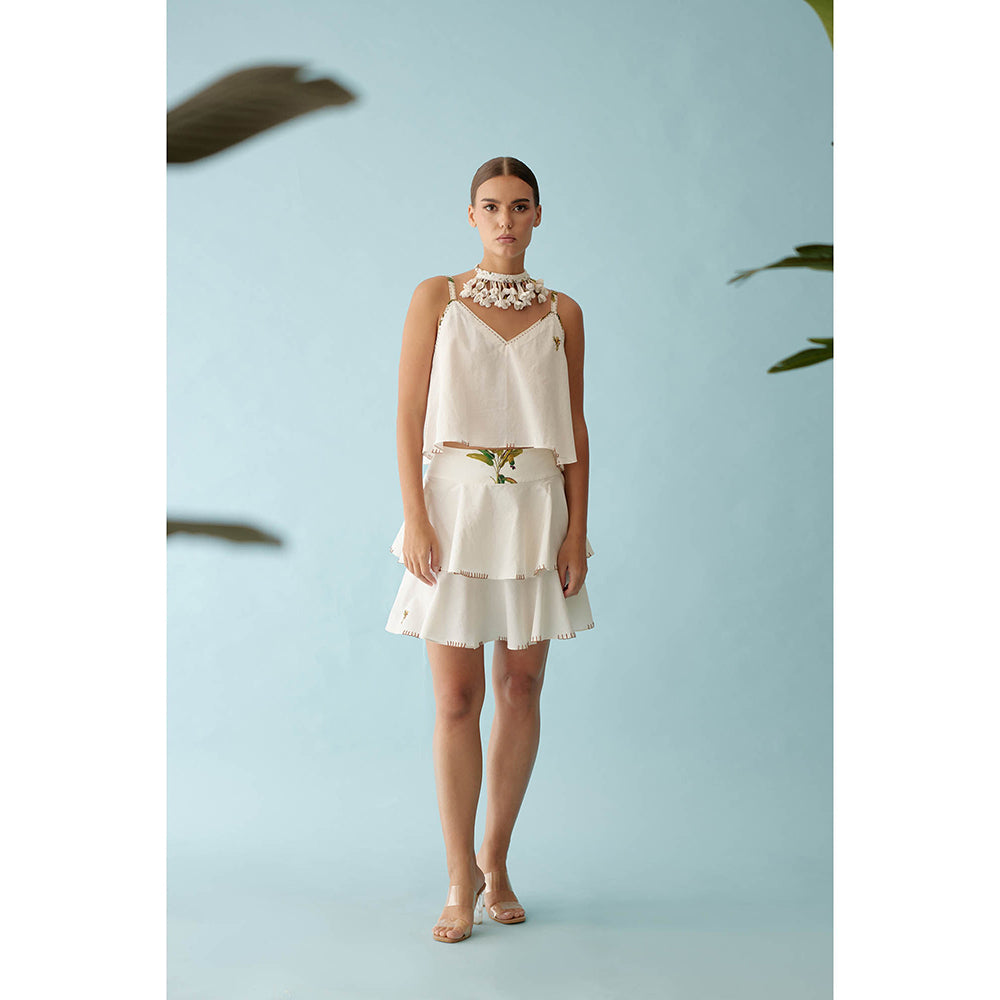 Nikasha Cream Banana Tree Applique Cami Crop Top