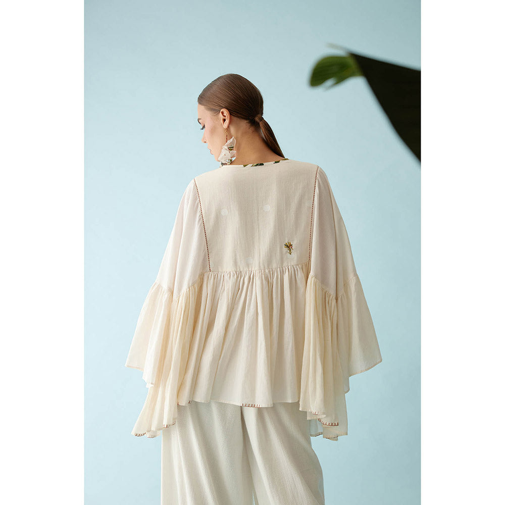 Nikasha Cream Banana Tree Applique Top