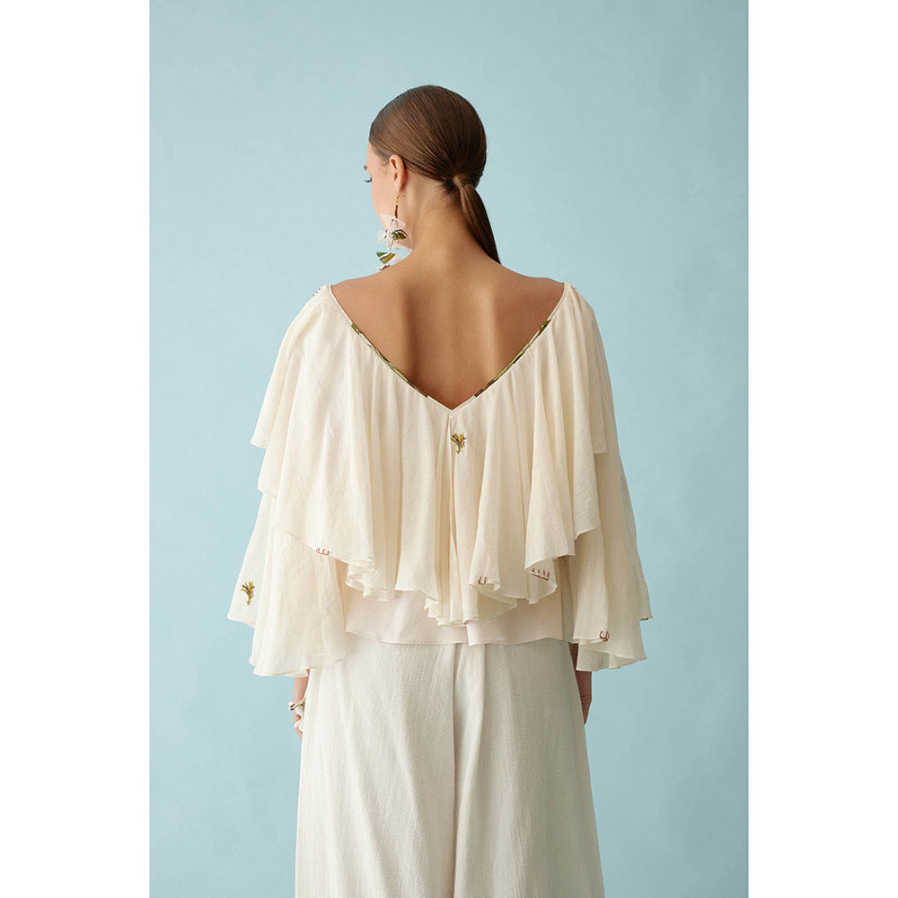 Nikasha Cream Banana Tree Applique Frill Top