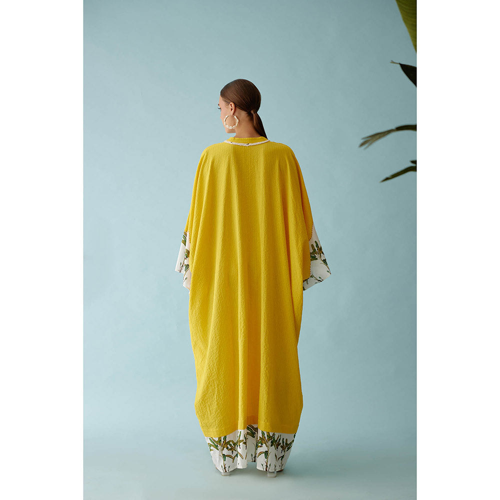 Nikasha Yellow Hand-Braided Tassels Kaftan Dress