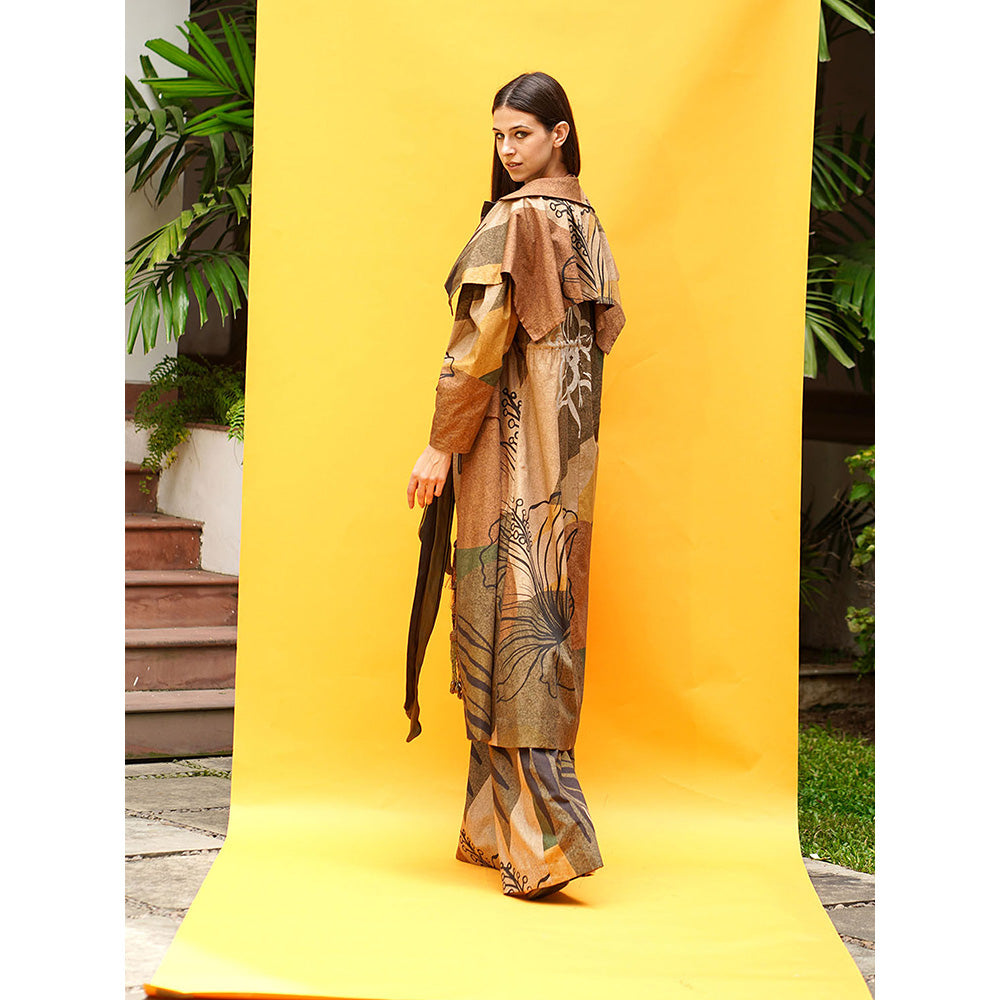 Nikita Mhaisalkar Tropical Brown Broad Pant