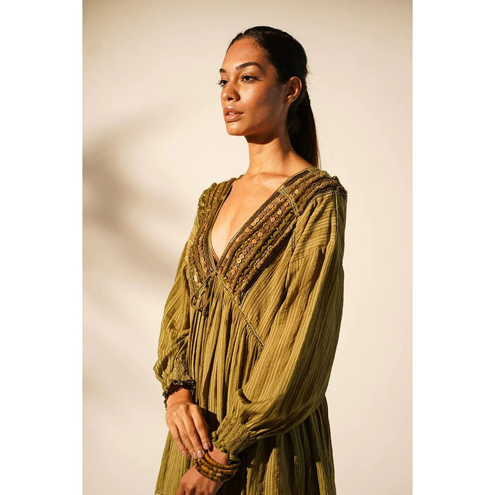 Nikita Mhaisalkar Moss Green Short Dress