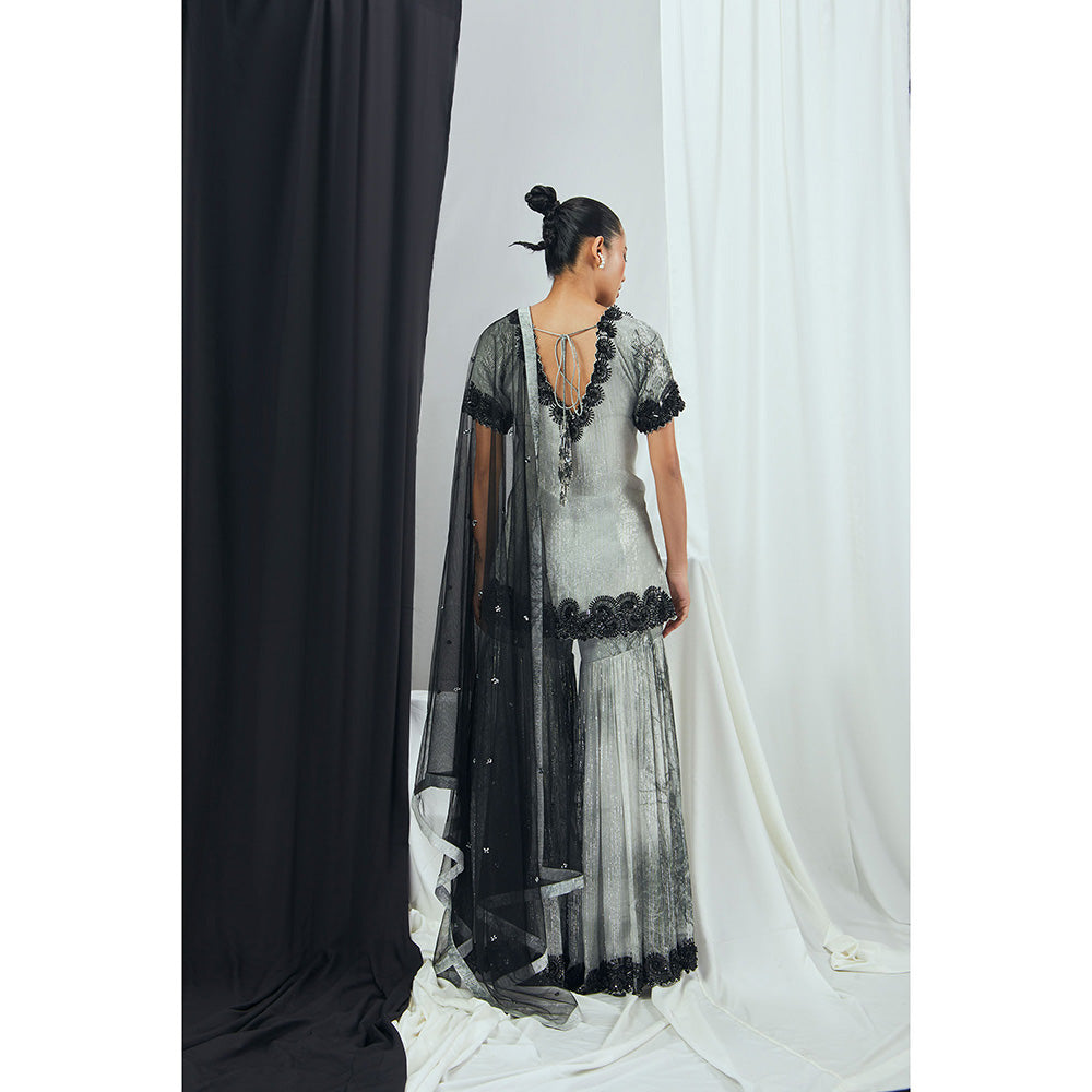 Nirmooha Forest Printed Lurex Embellished Kurti with Sharara and Dupatta (Set of 3)