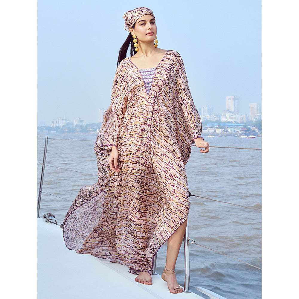 Nirmooha Sequin Printed Hand Embroidered Kaftan (Set of 2)