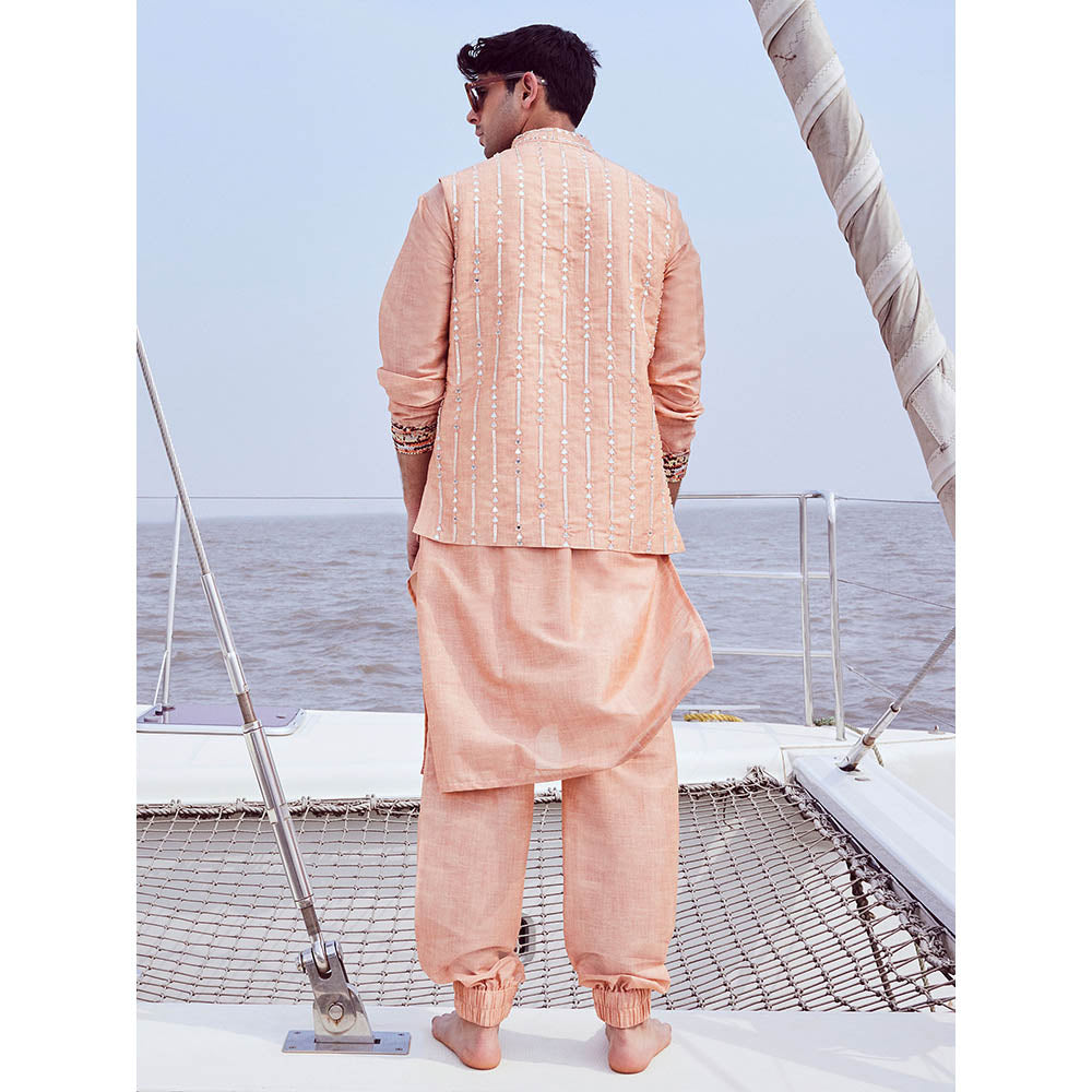 Nirmooha Embroidered Bandi with Kurta & Jogger Pants (Set of 3)