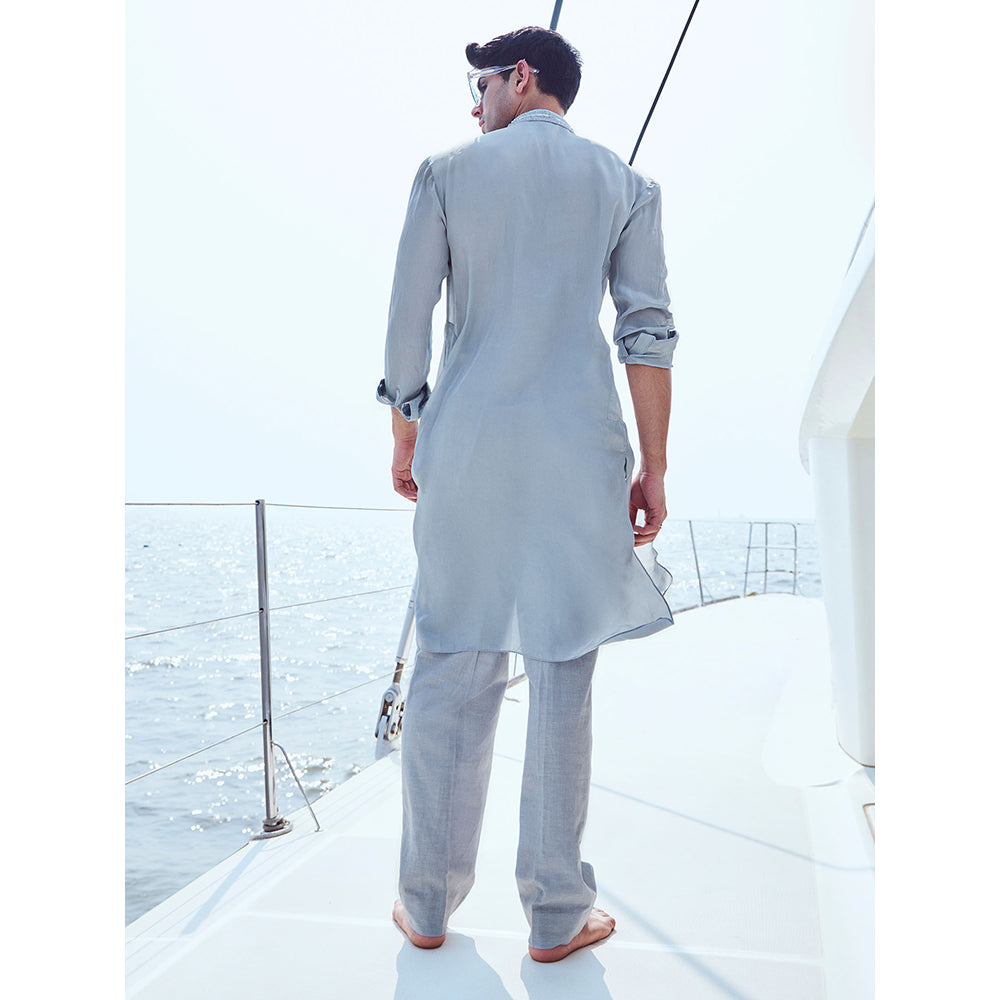 Nirmooha Embroidered Yoke Kurta with Pyjama (Set of 2)