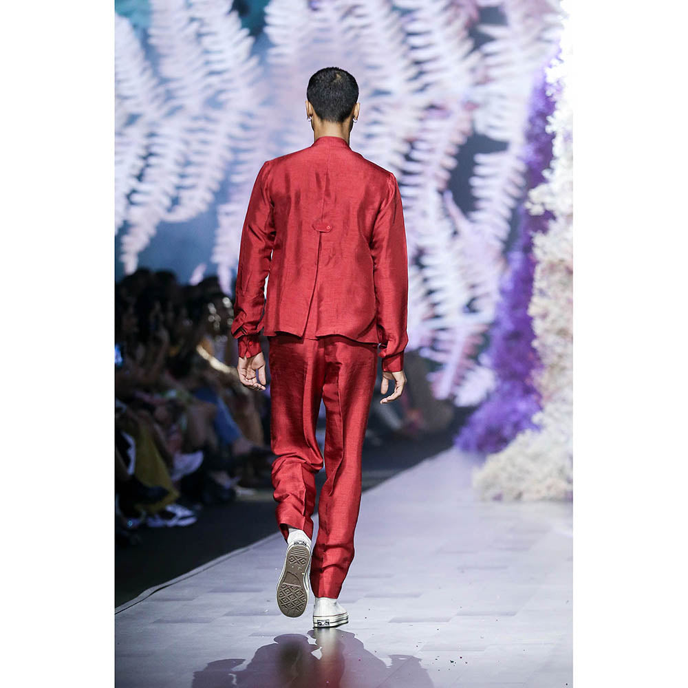 Nirmooha Rust Short Kurta With Embroidered Yoke