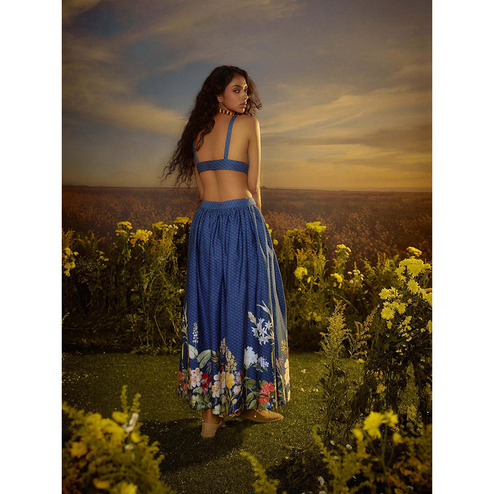 Nirmooha Blue Celestial Charm Bralette with Skirt (Set of 2)