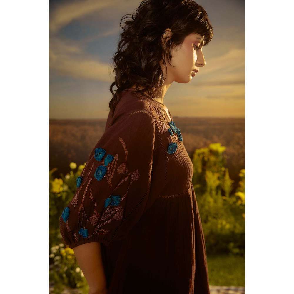 Nirmooha Brown Vintage Vibe Dress