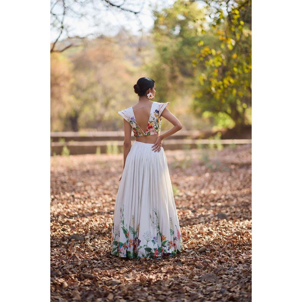 Nirmooha The Power Print Embroidered Blouse and Lehenga (Set of 2)