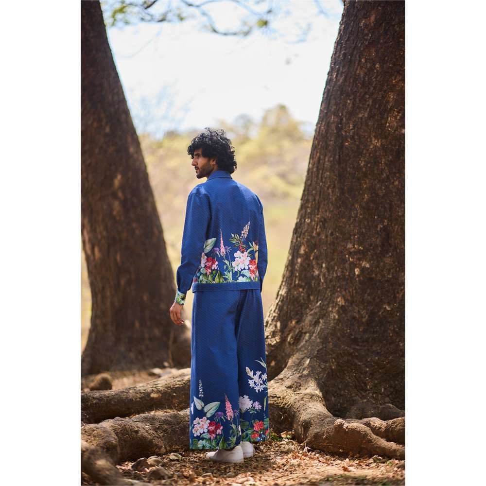 Nirmooha Blue Floral Print Artisan Shaket