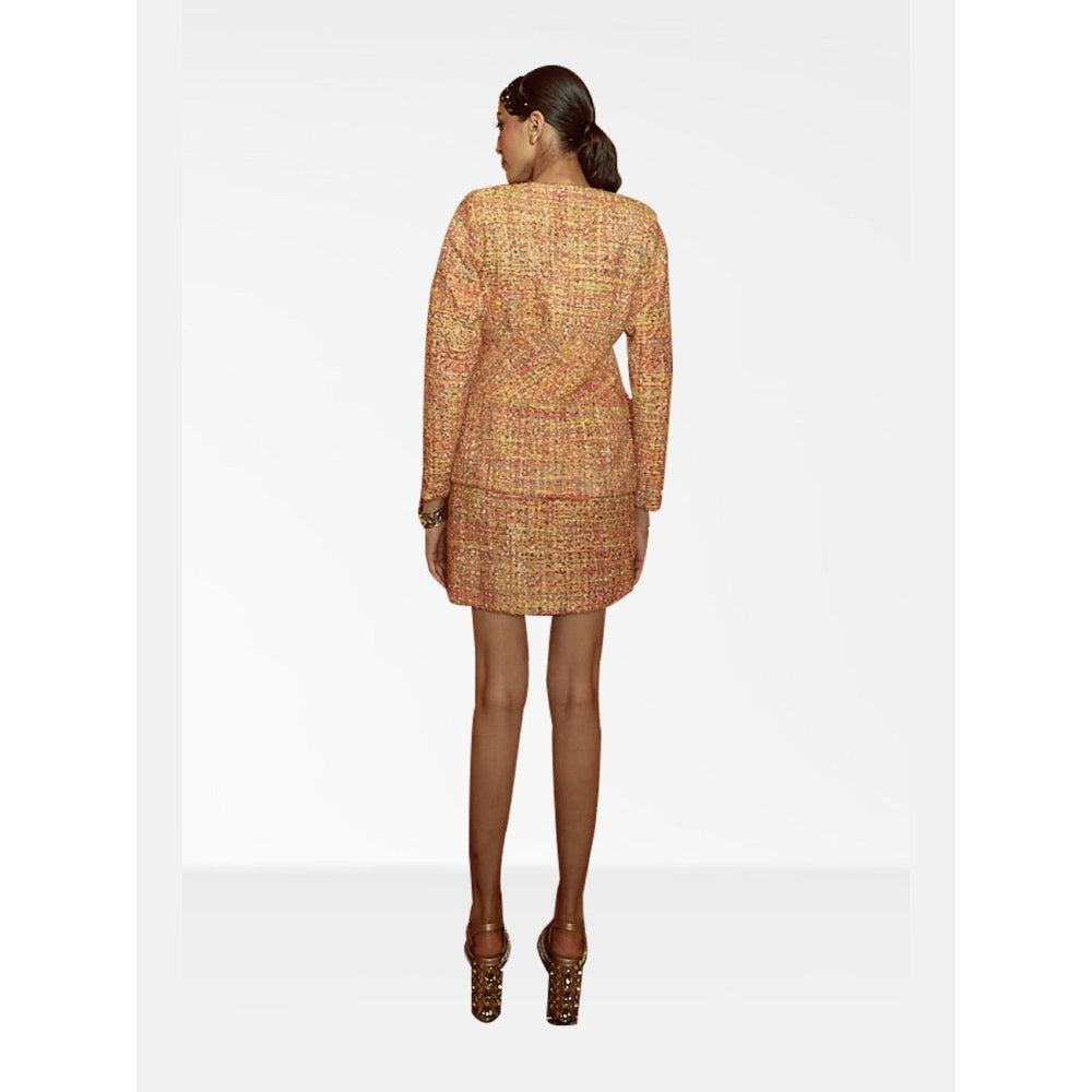 Nirmooha Gold Tweed Jacket and Skirt with Belt