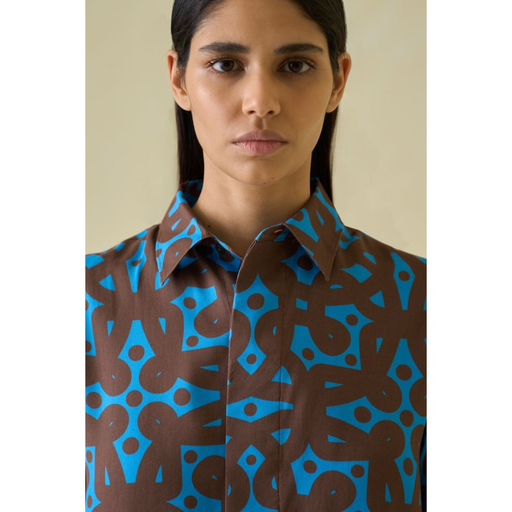 No Grey Area Brown Kolam Boxy Shirt
