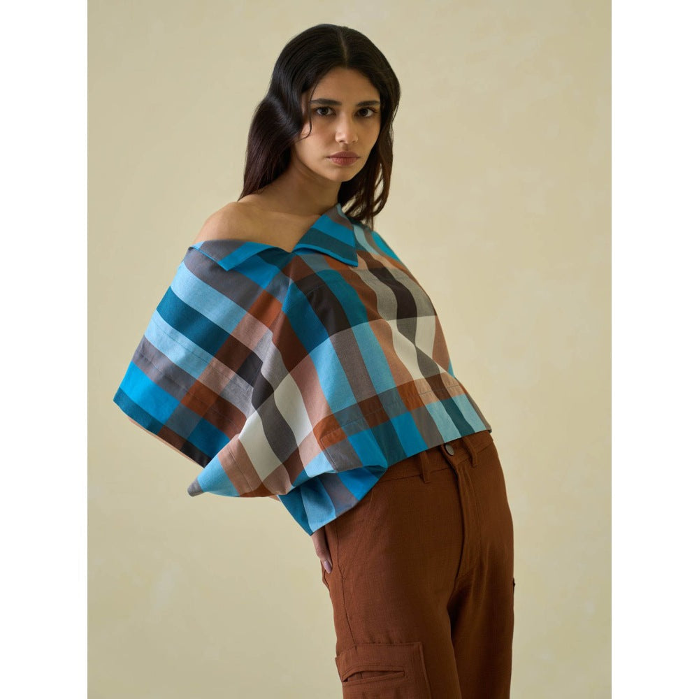 No Grey Area Multi-Color Madras Off Shoulder Top