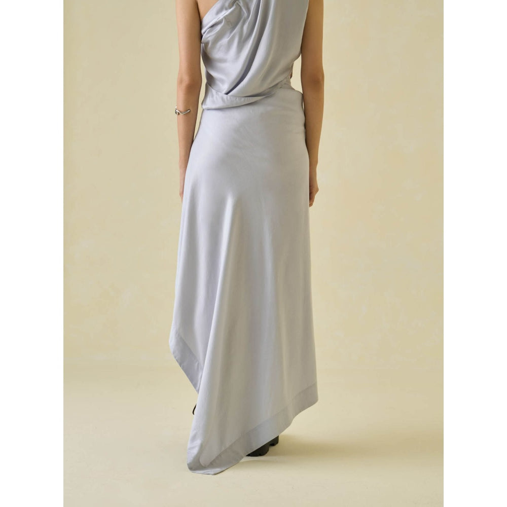No Grey Area Grey Sari Draped Skirt